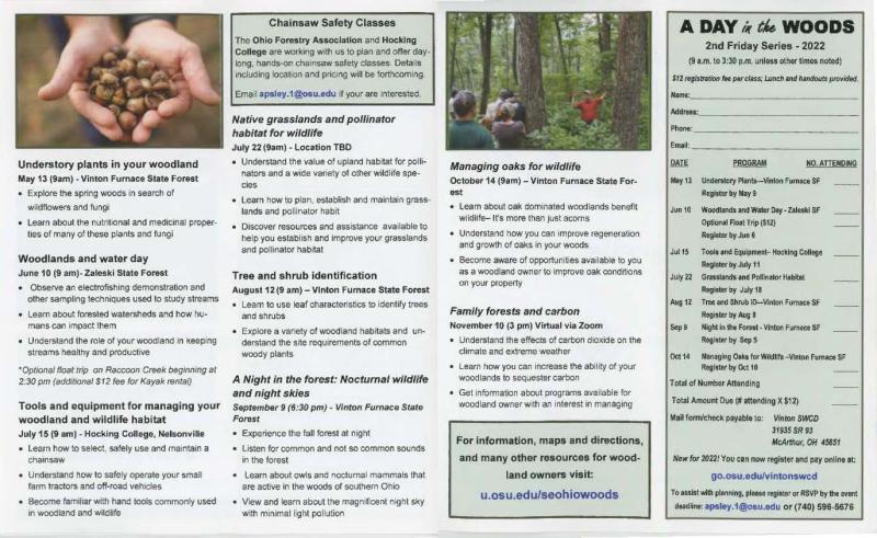 Brochure for A Day in the Woods, an event supported by SEOH WOW.