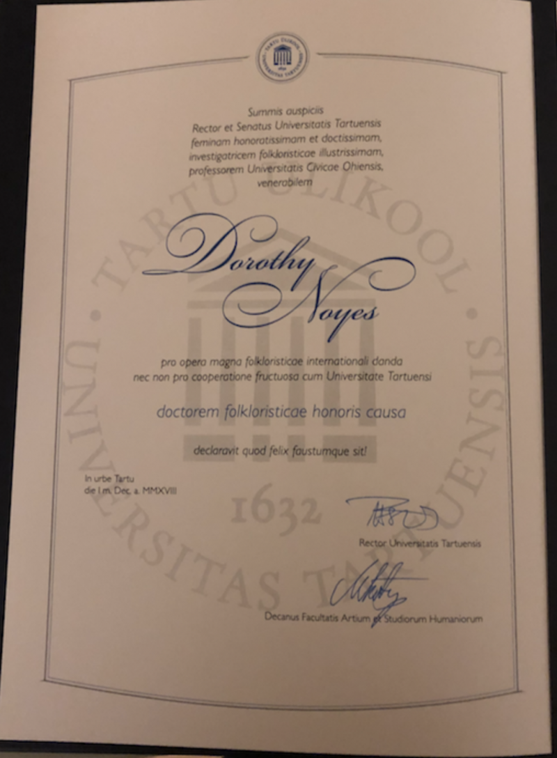 Noyes honorary degree