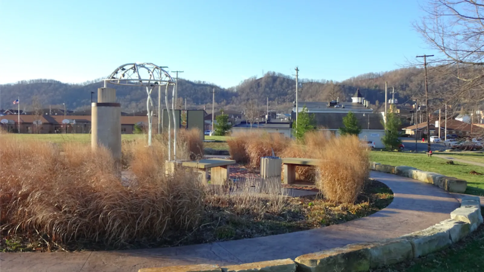The main sculpture and installation in the Human Rights Garden at Portsmouth High School.