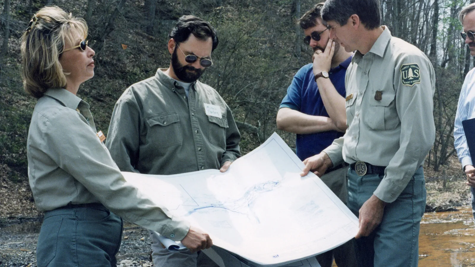 Mitch Farley (center) and Forest Service employees (including the Chief) at Majestic Mine