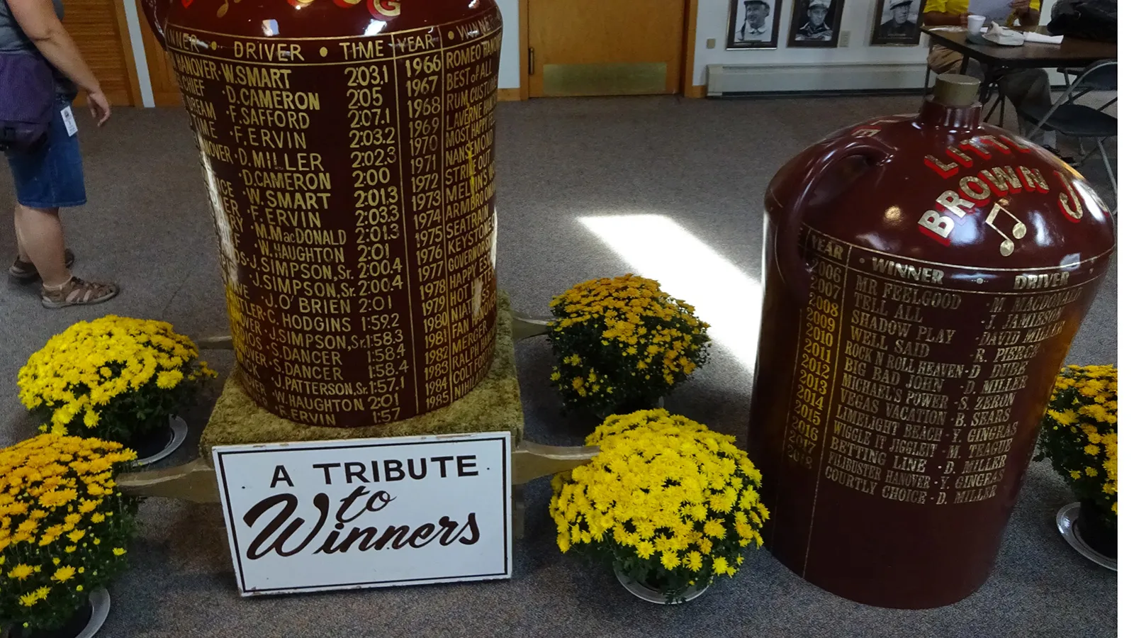 Little Brown Jug trophies.