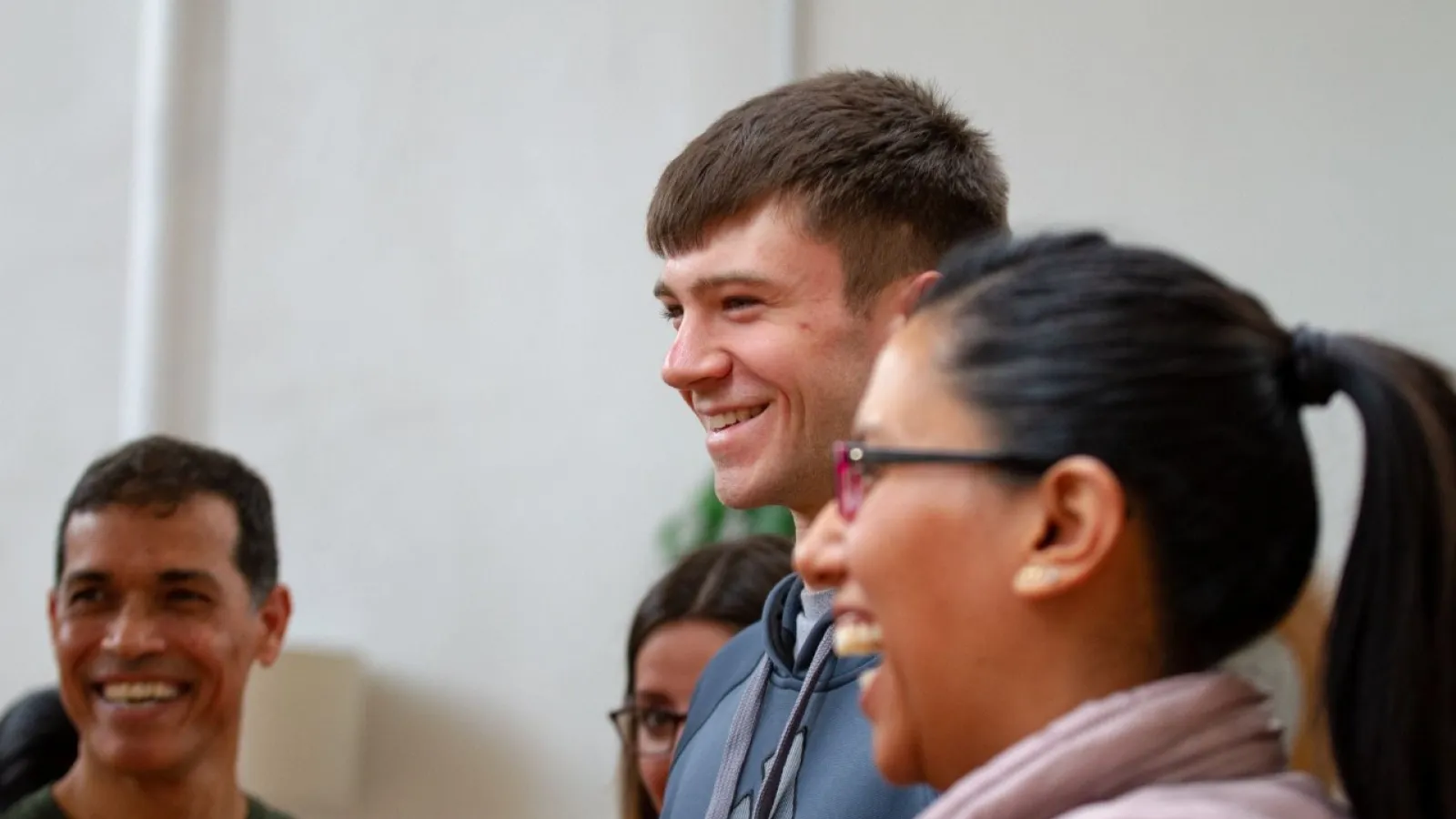 three people laughing 