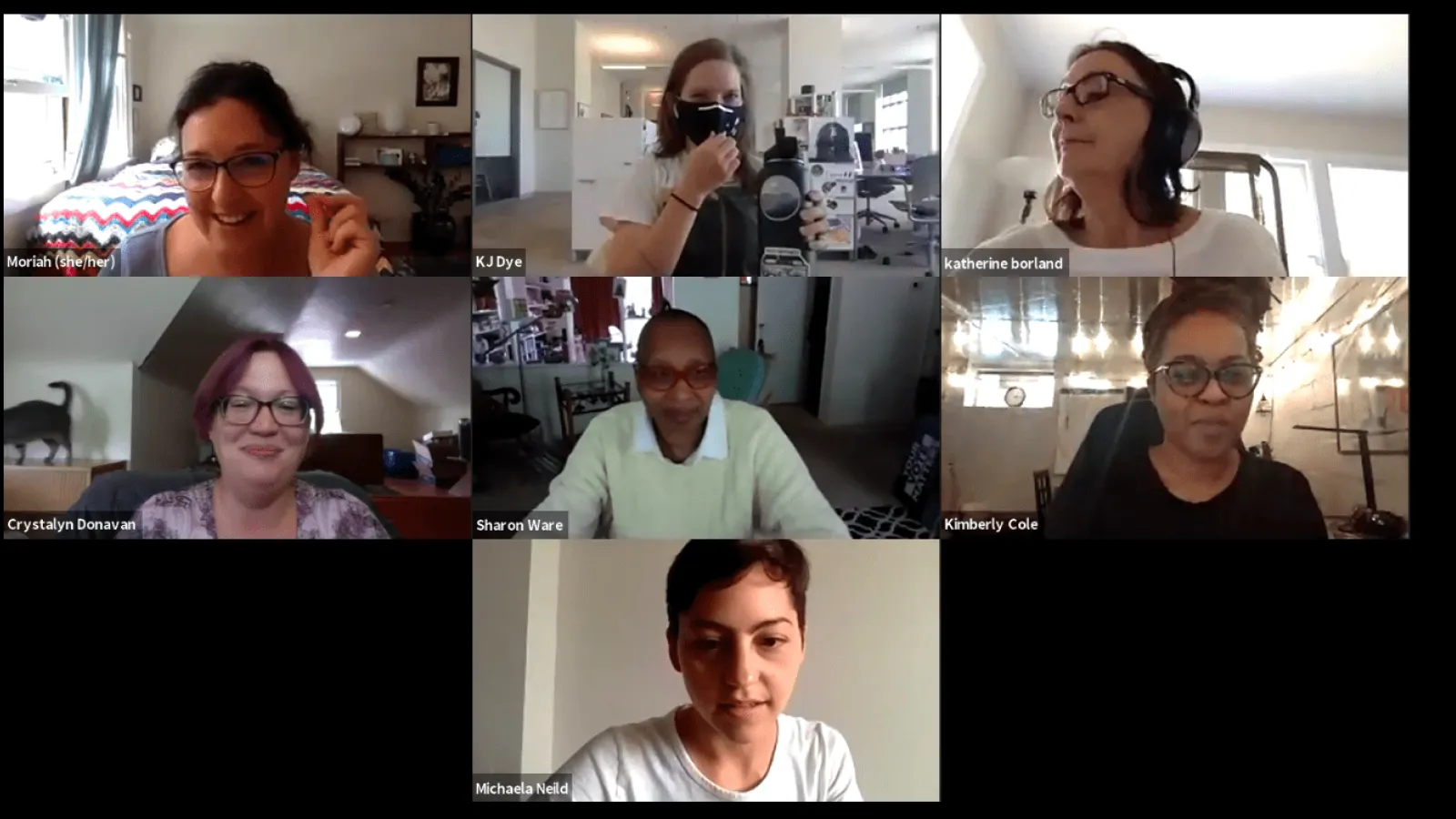 seven people doing creative connecting on zoom