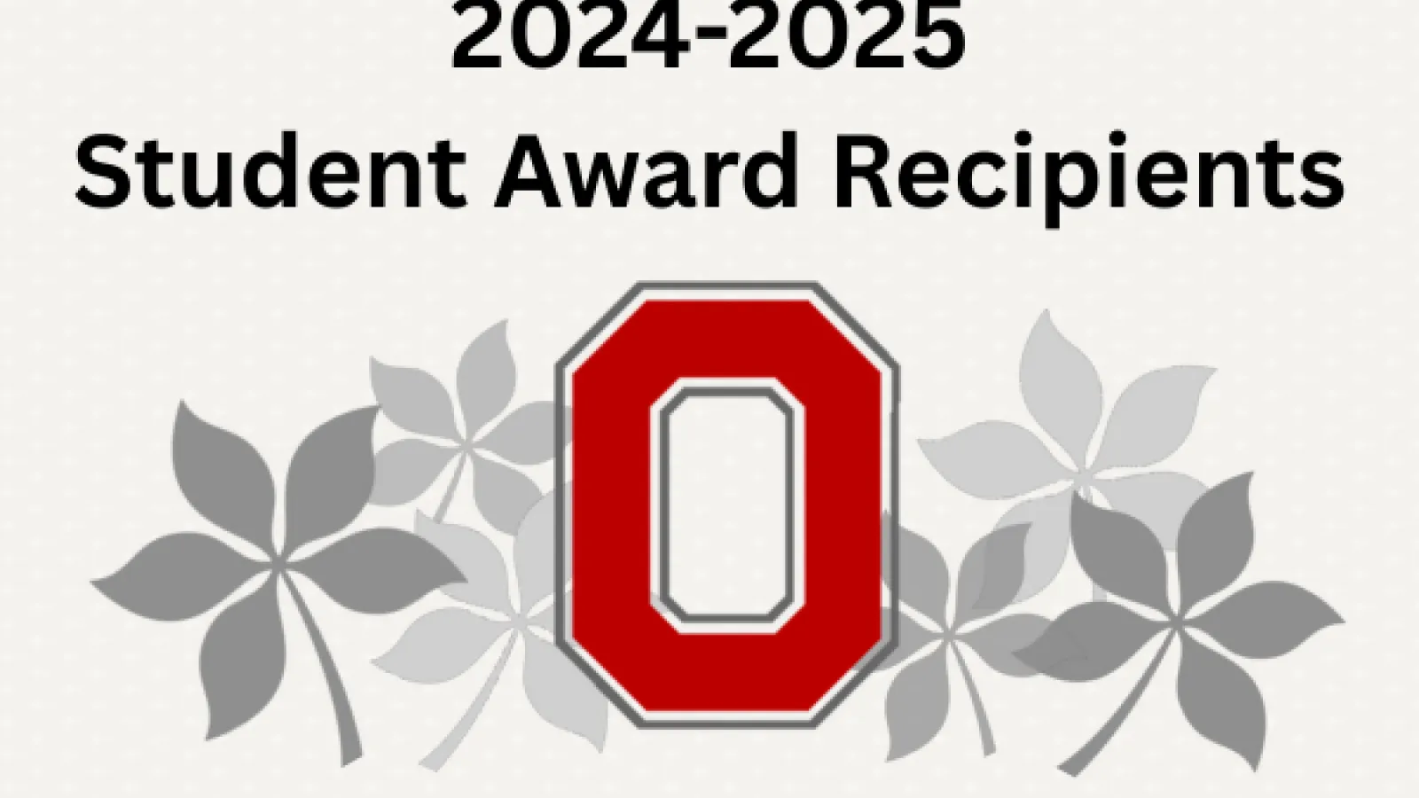 2024 2025 student award recipients with a block O and grey buckeye leaves