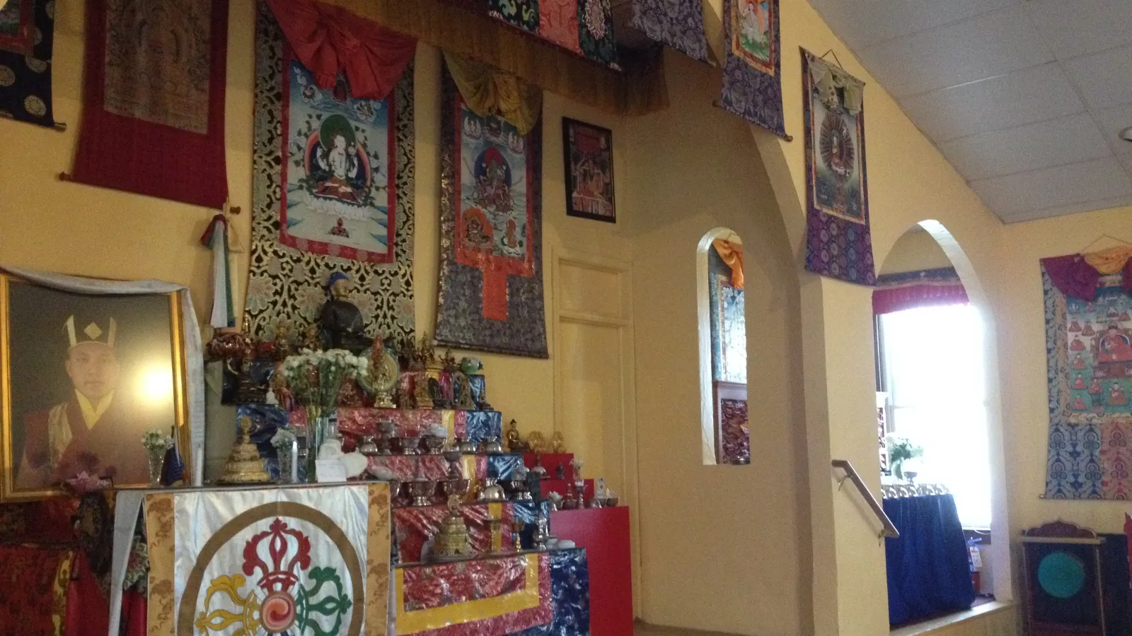 Meditation center shrine at the Columbus Karma Thegsum Chöling Center