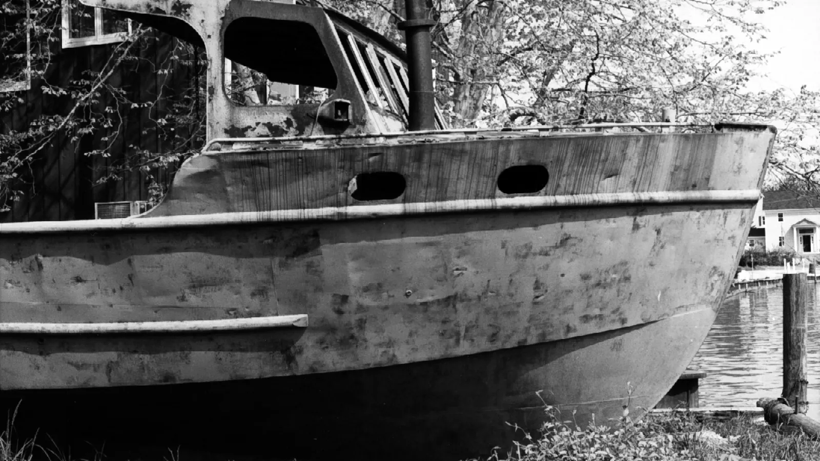 Bow detail. Shot at Kishman Fish Co., Vermilion, 1983.