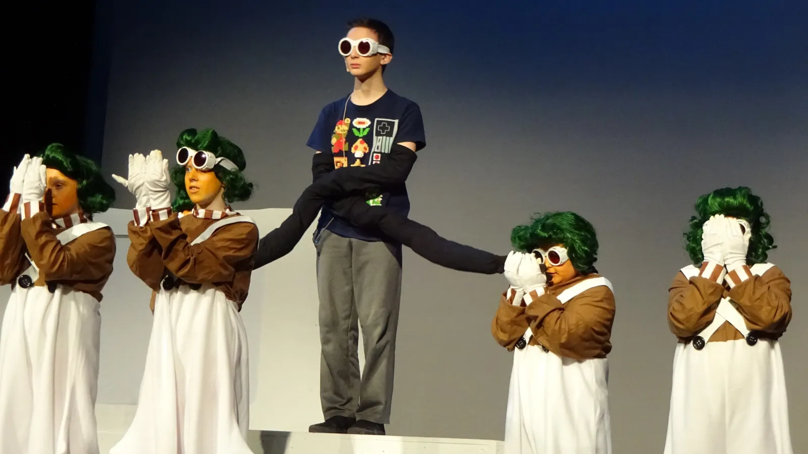 Mike Teavee and Oompa Loompas