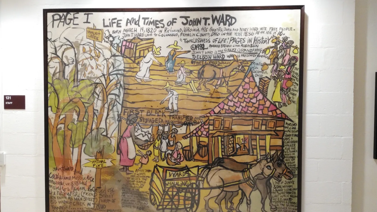 Aminah Robinson artwork depicting life in Poindexter Village housed at King Arts Complex