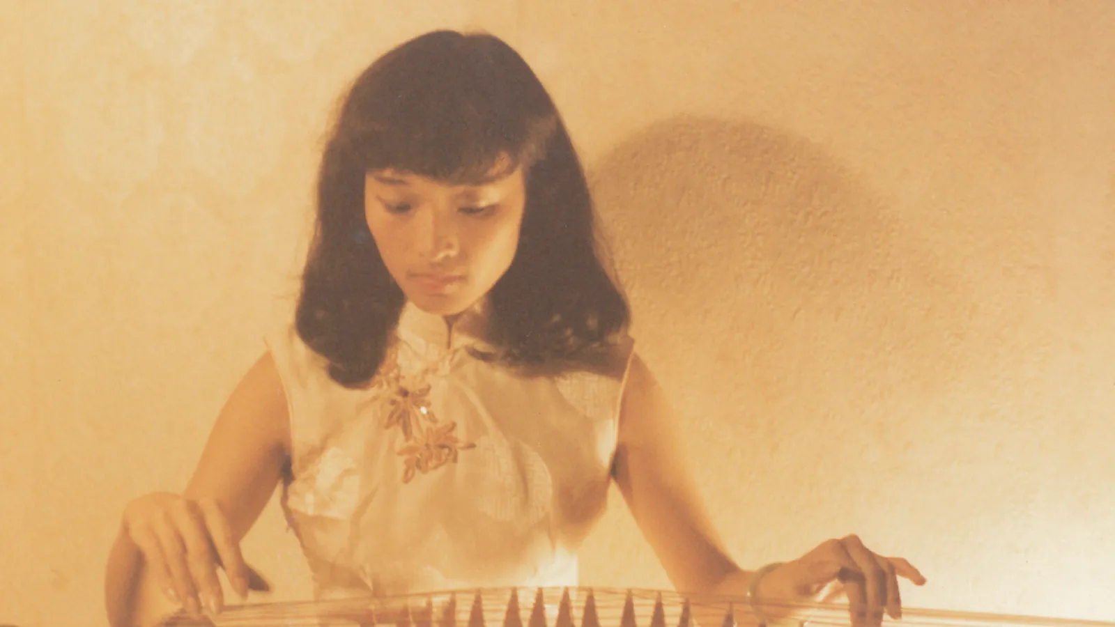 Lee playing guzheng at Cleaveland State University