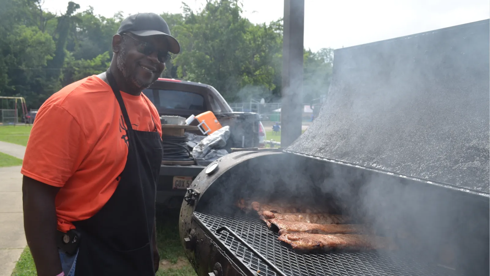 Cedric Davis cooks up his legendary BBQ.