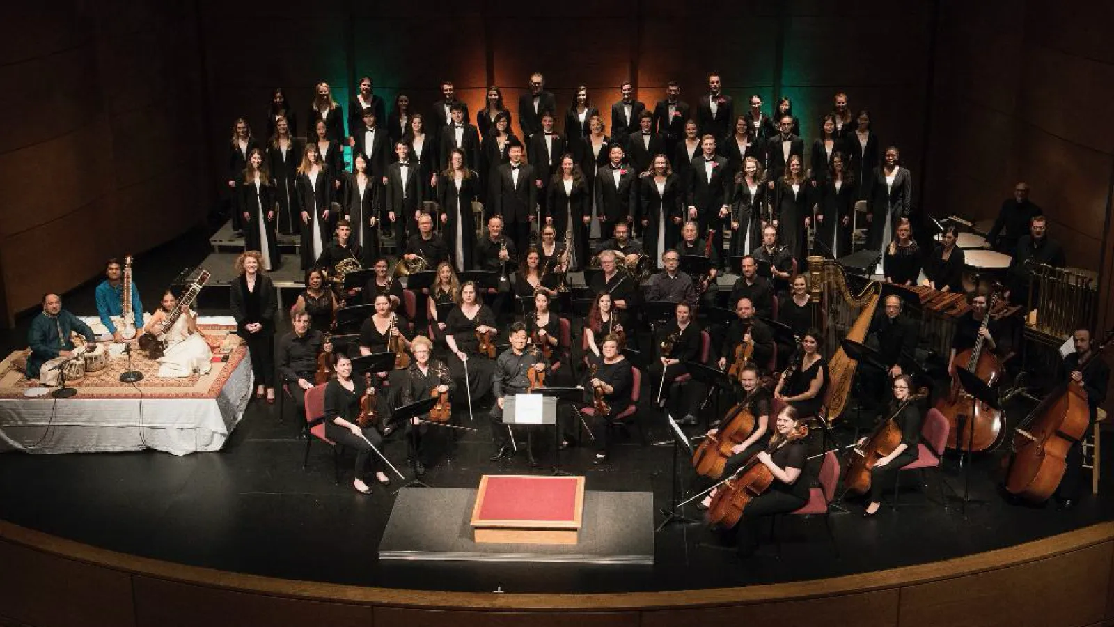 Orchestra at Lafayette College; Hasu Patel on left