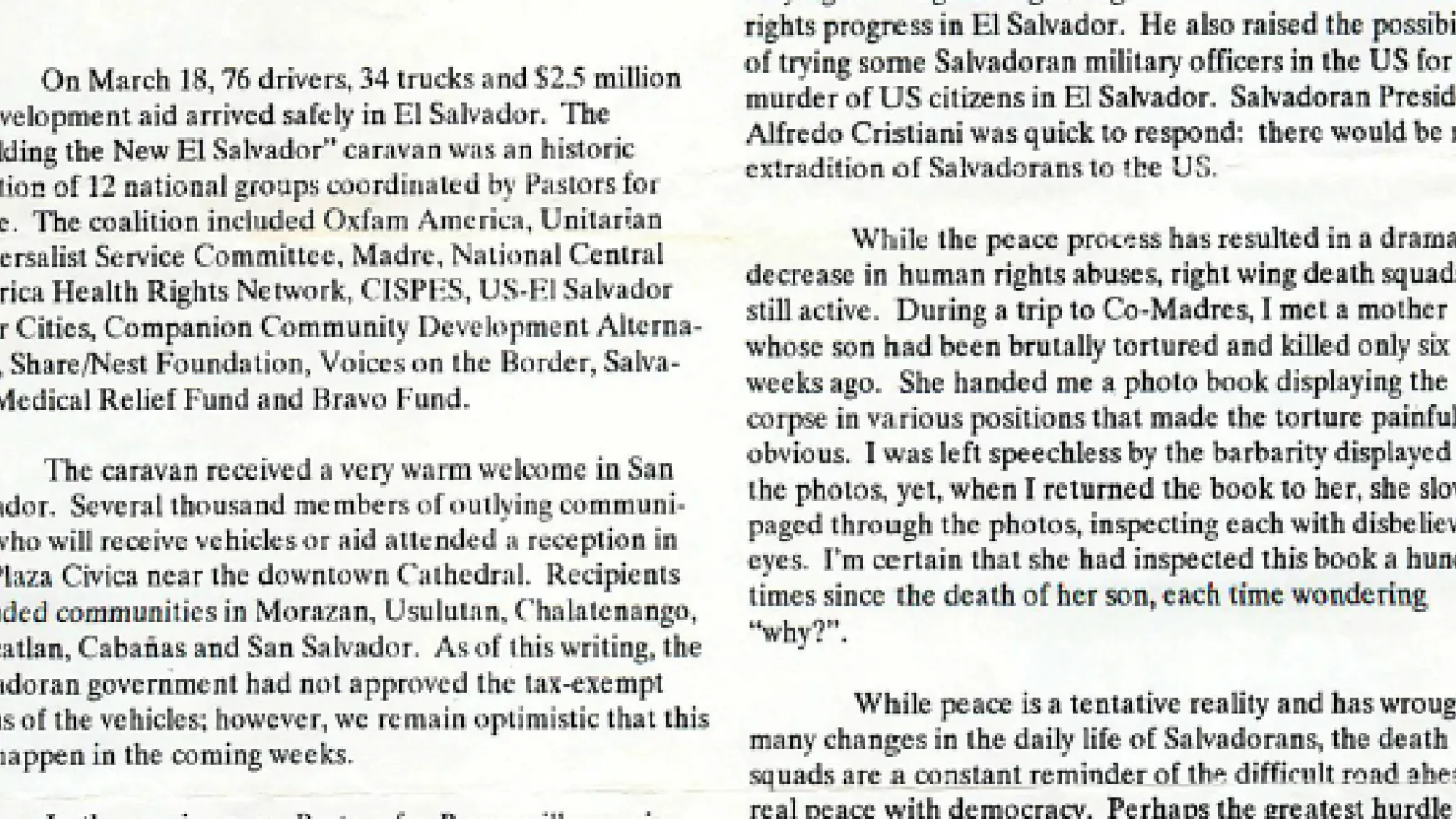 CISPES Caravan to El Salvador March 18