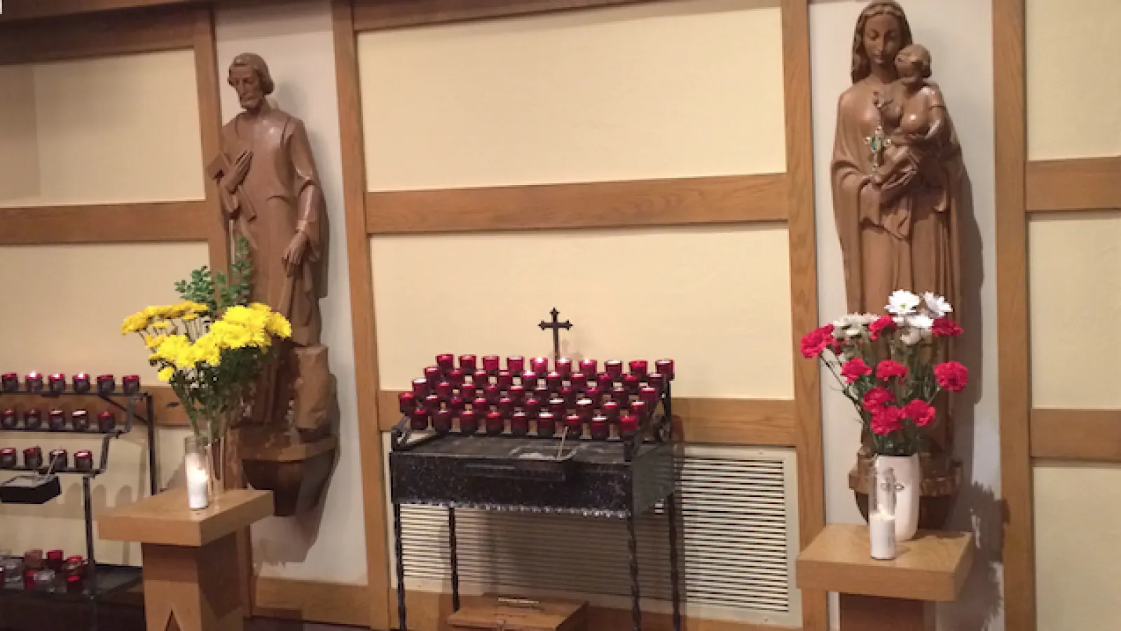 St. Matthias Catholic Church: Biblical Statue and Candles