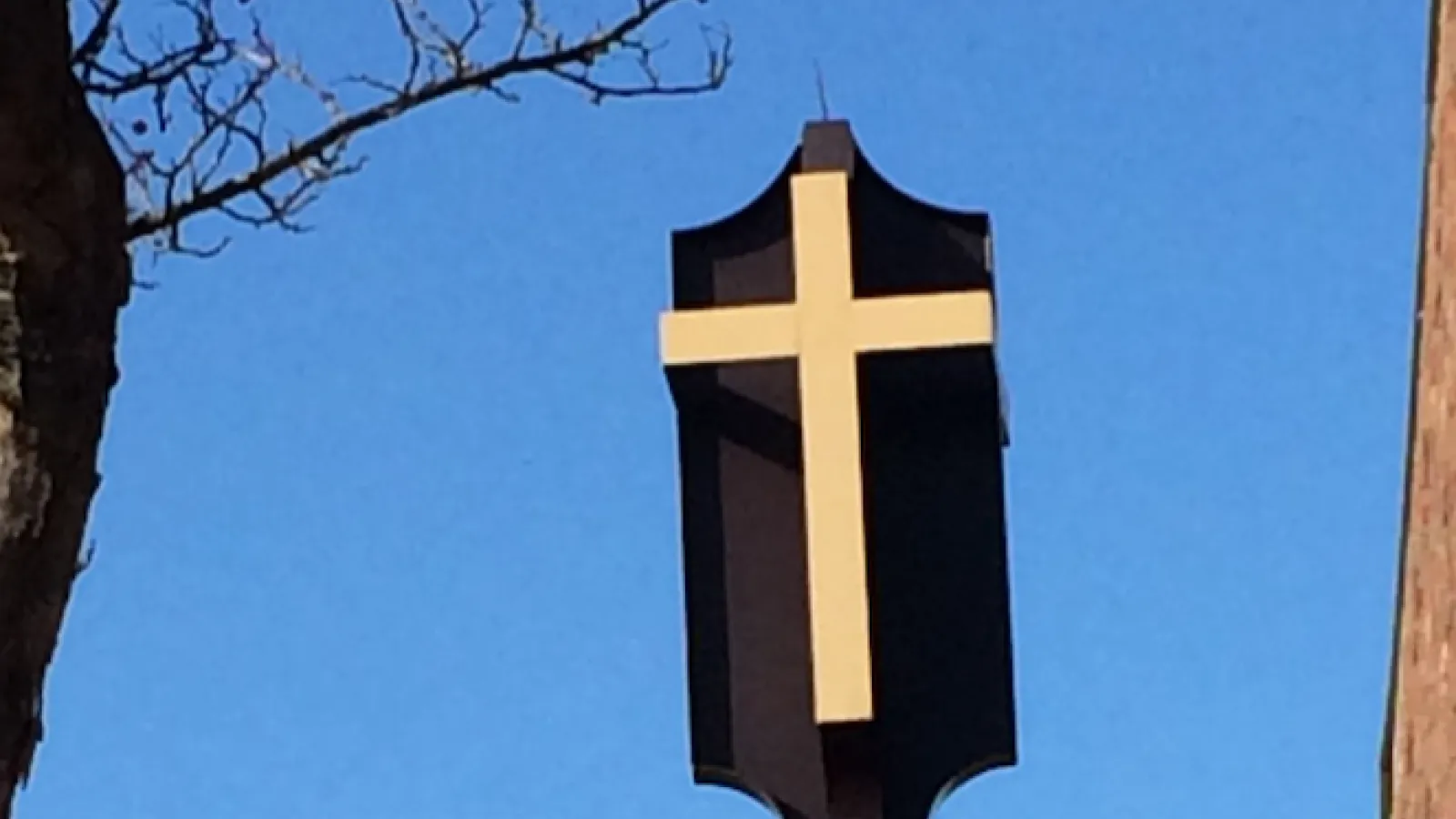 St. Matthias Catholic Church: Cross above church