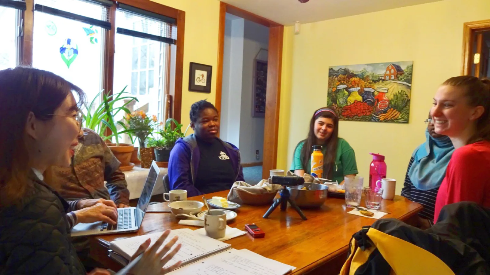 Gathering of people around a table