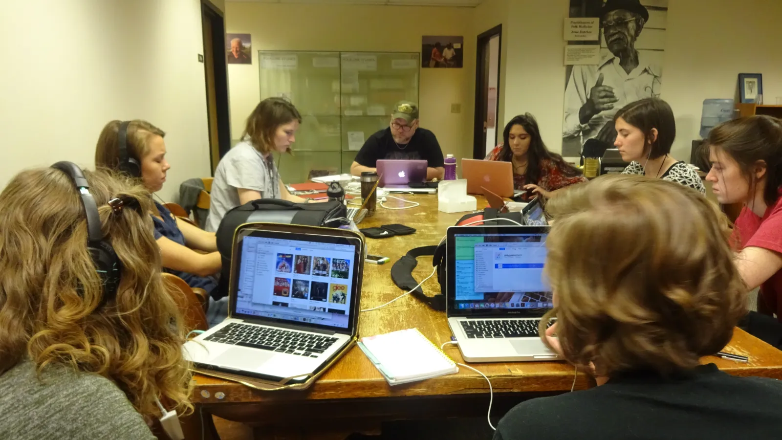 field school students accessioning archival materials