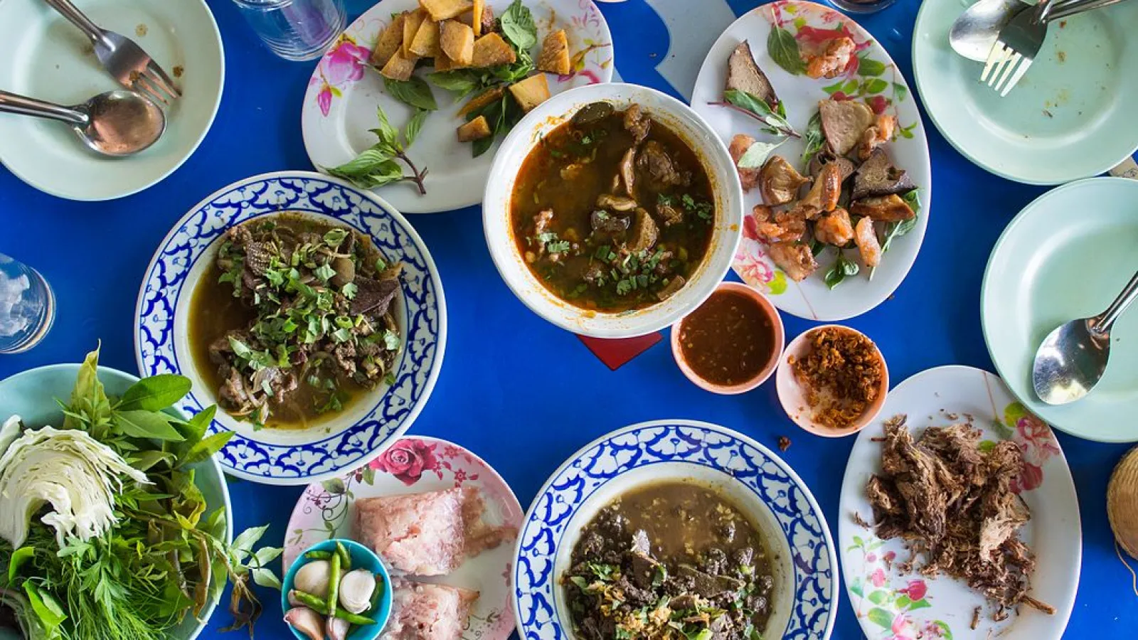 General image of vegetable dishes on a table.