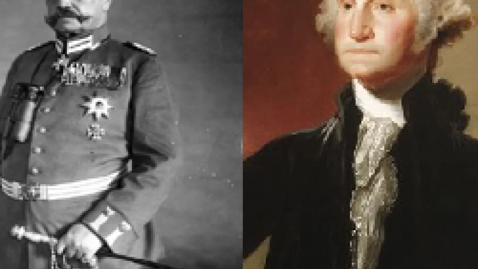Portrait comparisons of 2nd President of Germany, Paul von Hindenburg (left) and 1st President of USA, George Washington (right)
