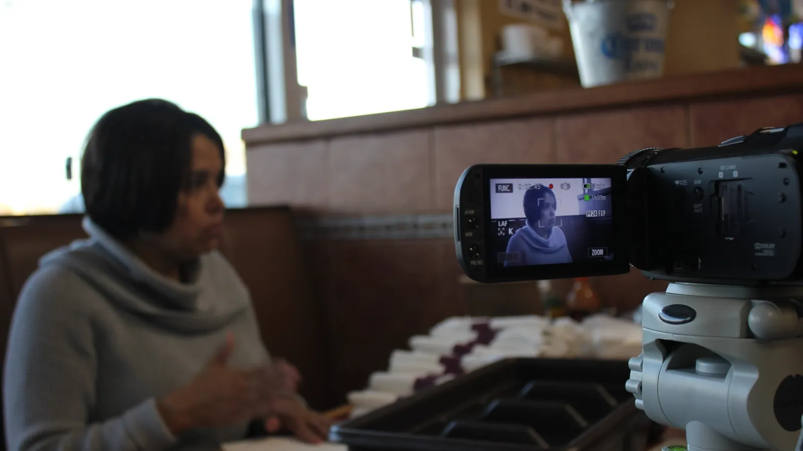Lourdes Leon during her interview at Taqueria El Mercado