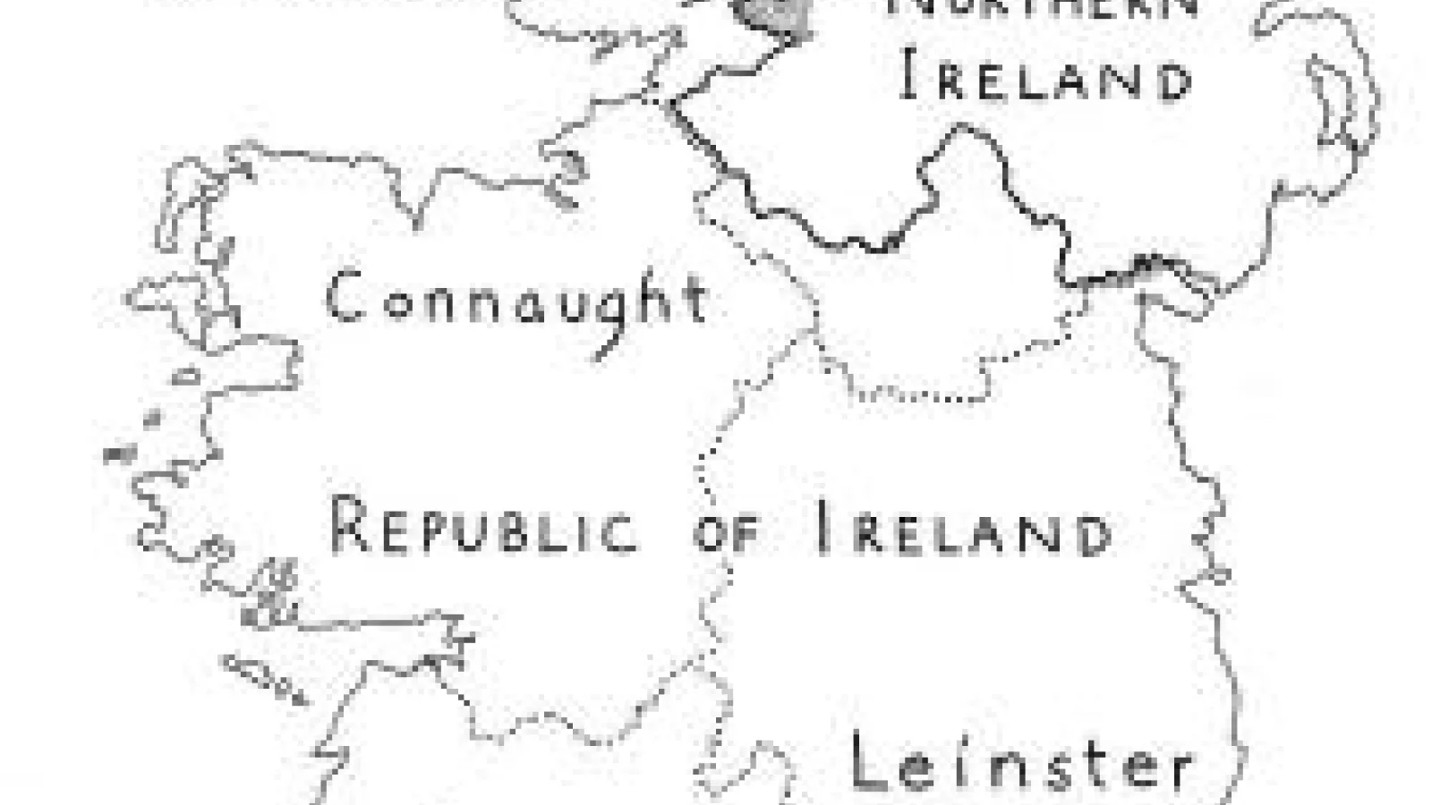Map of major regions in Ireland