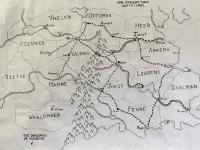 Custom Dungeons and Dragons map drawn by Devon Messner