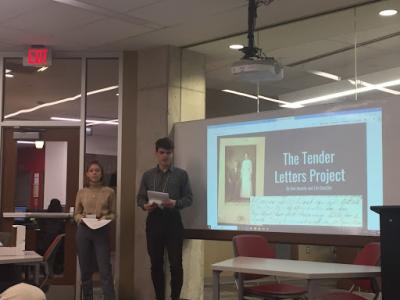 Lily Goettler and Benjamin Beachy present their work at the OSU-IU Folklore Conference.