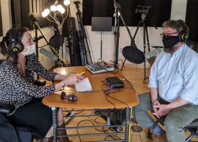 Rachel Hopkin and Revell Carr in Podcast Studio