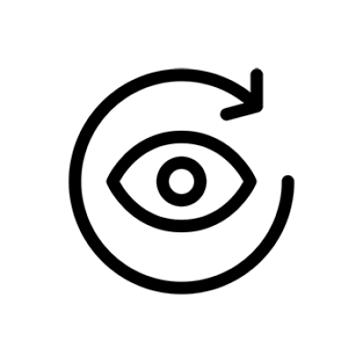 OSU/IU event icon. Icon of an eye with a arrow encircling it.