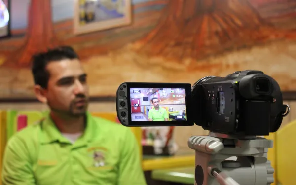 Mario during his interview in his restaurant