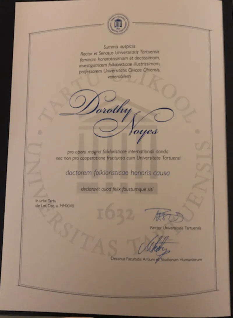 Noyes honorary degree