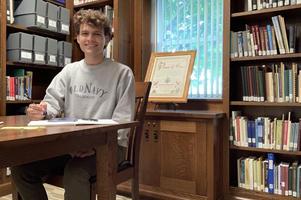 Benjamin working at the Heritage Center at his hometown in Holmes County, Ohio.