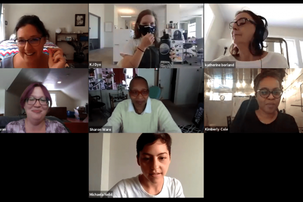 seven people doing creative connecting on zoom
