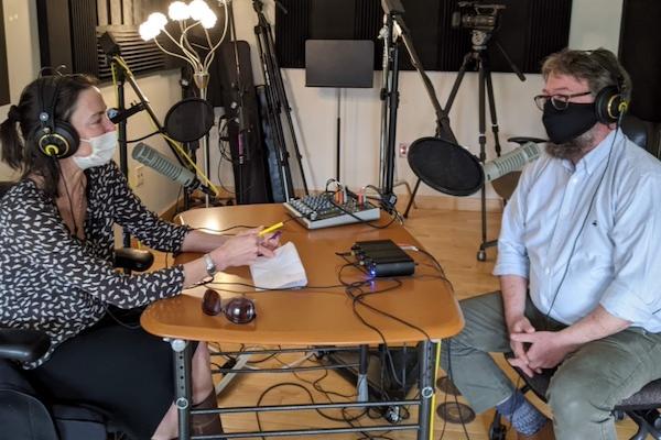 Rachel Hopkin and Revell Carr in Podcast Studio