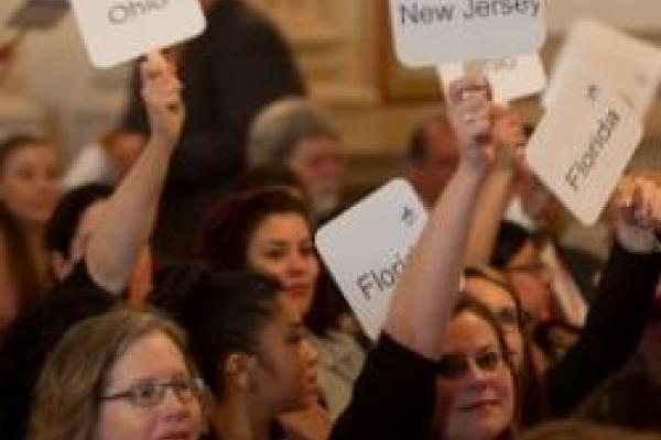 Audience members at a gathering for the National Arts Advocacy Day