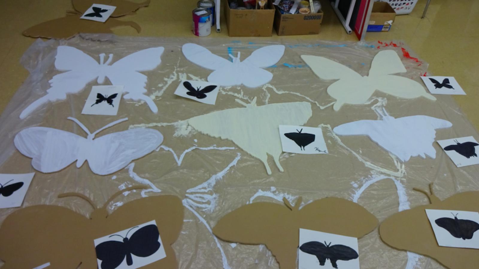 Butterfly cutouts to be used for the Art and the Community class’s found object butterfly project.