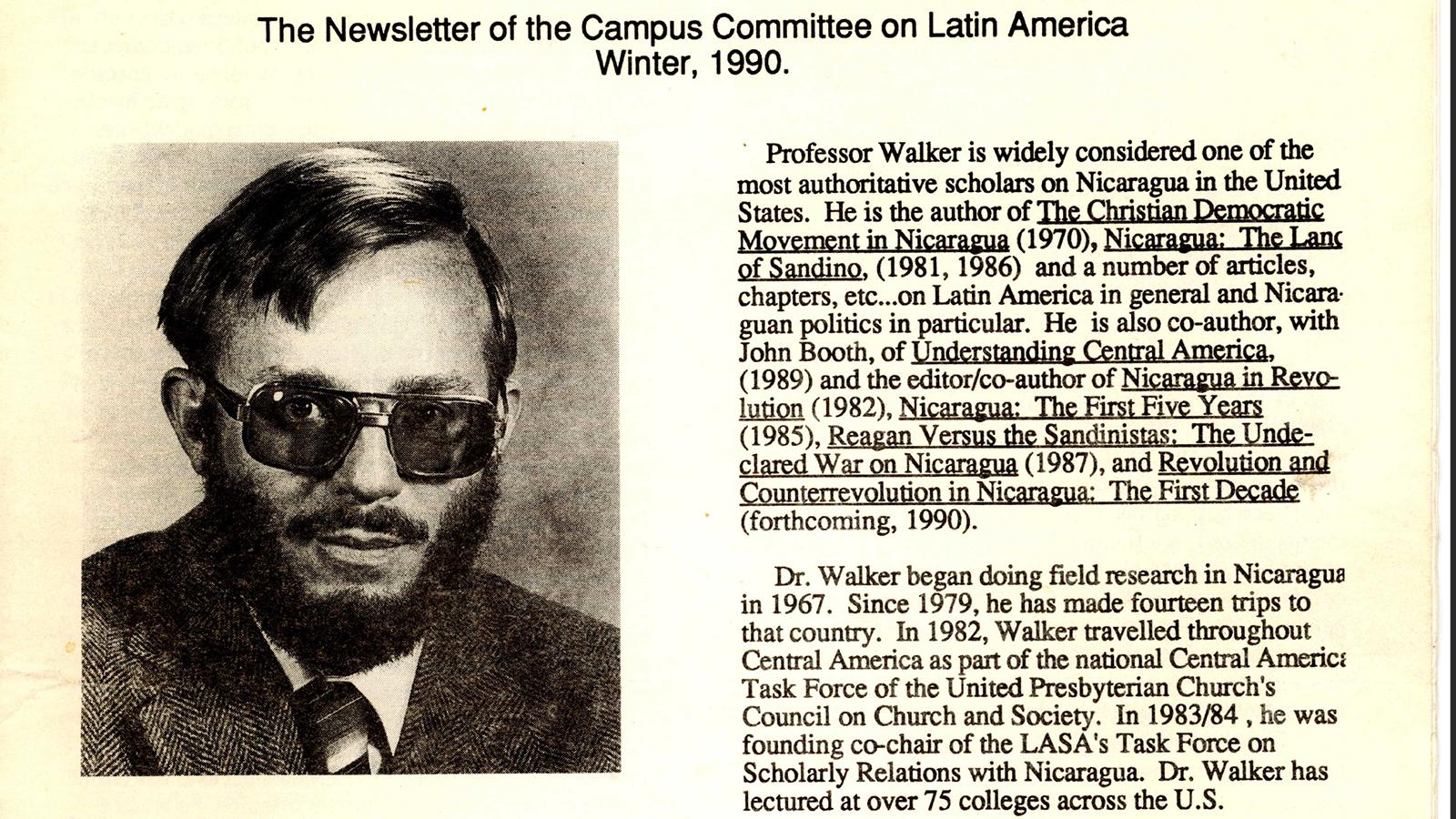 Campus Committee on Latin America newsletter, Winter 1990