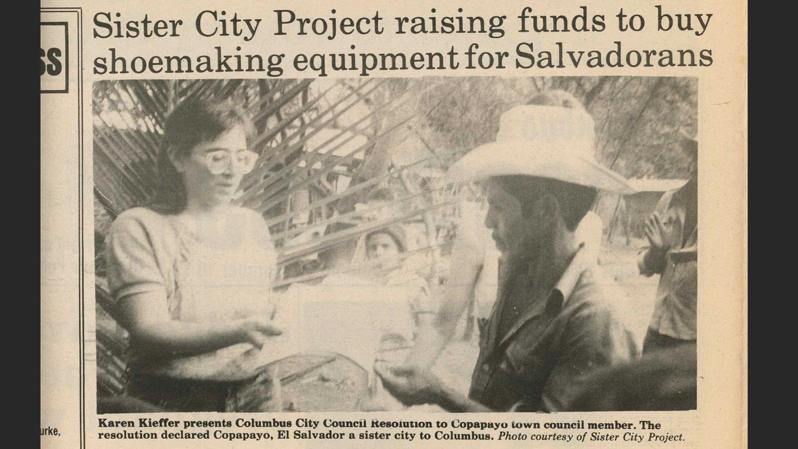 Newspaper article about Sister City Project fundraising