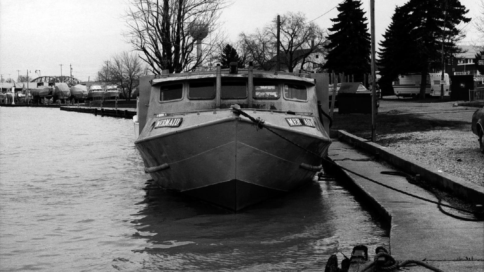 Trap net boat bow. Shot at the Kishman Fish operation, Vermilion, March 1983.