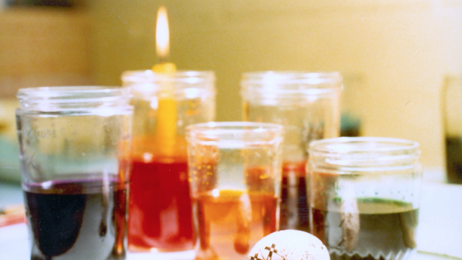 Dyes and candle used in Gary Byndas' egg decorating, Cleveland, 1979.