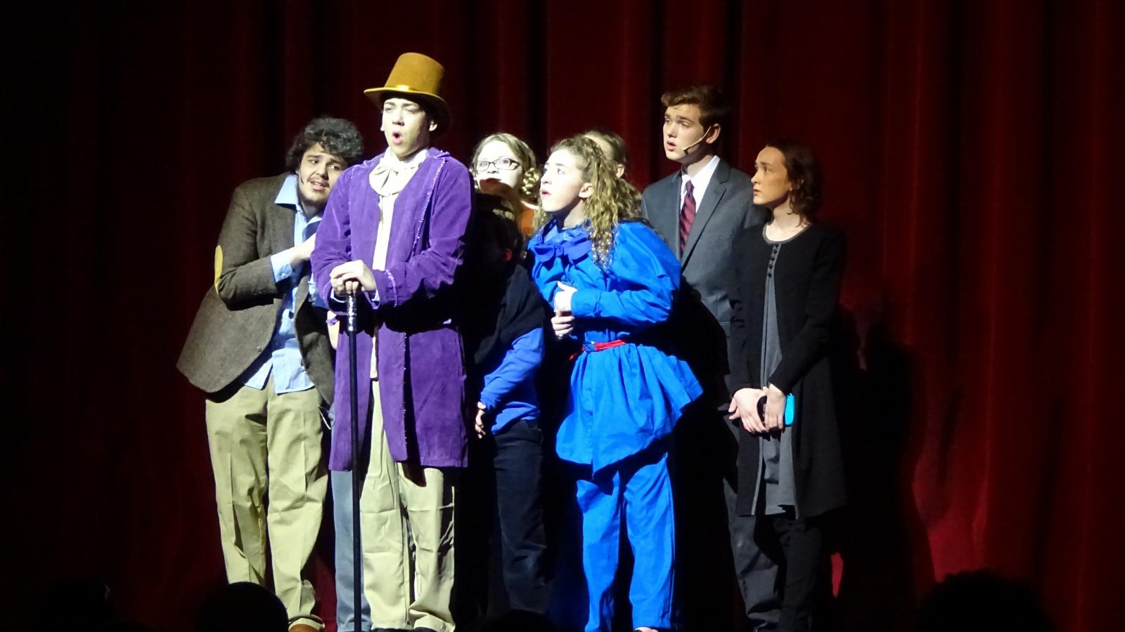 Willy Wonka cast onstage during the performance