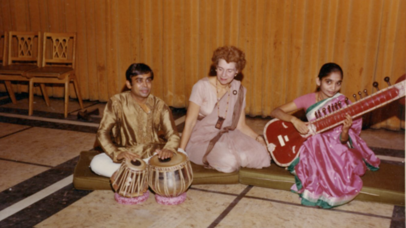 Patel playing sitar at a New York Conference