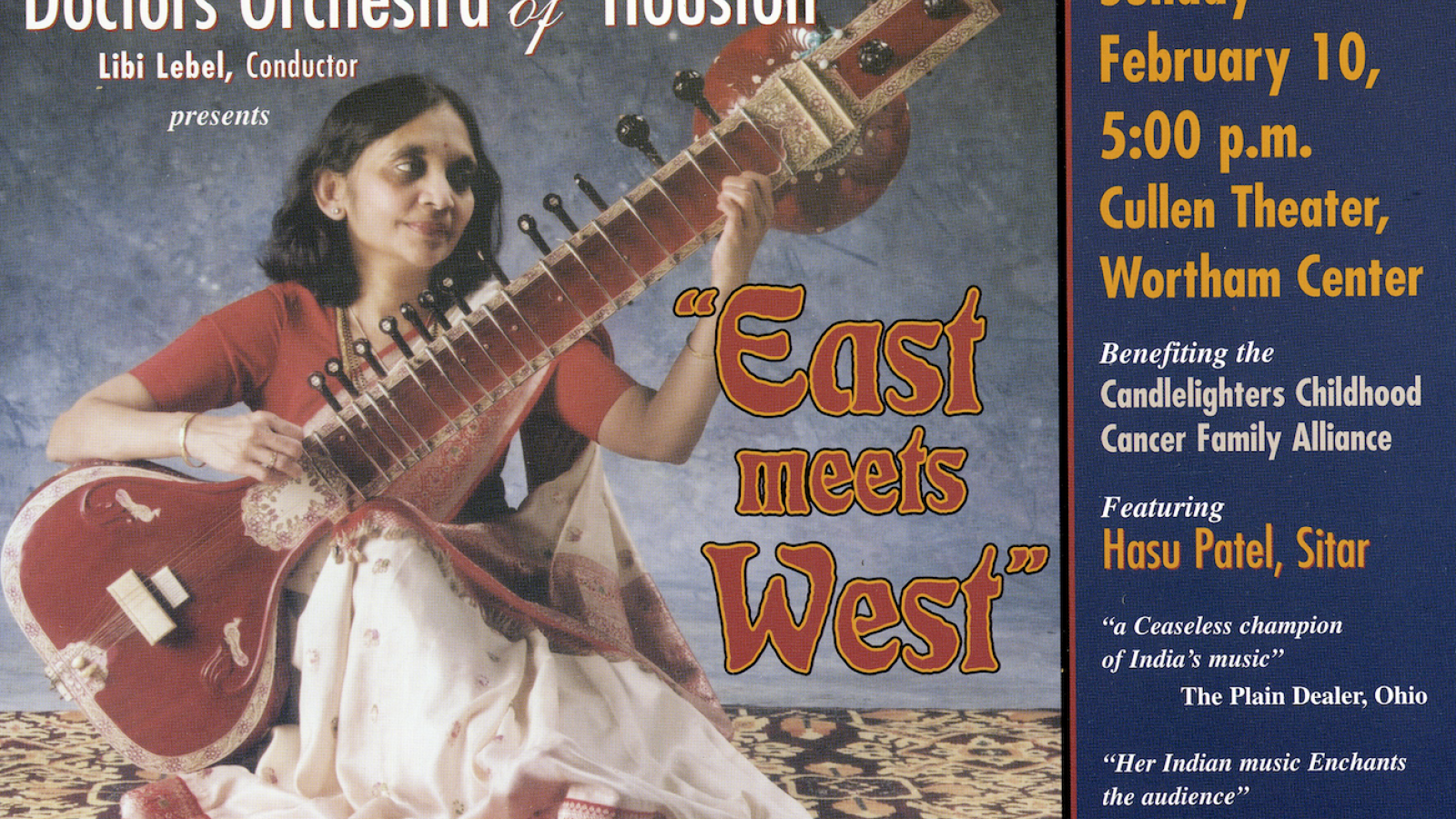 Advertisement for Patel's performance at the  Doctors Orchestra of Houston