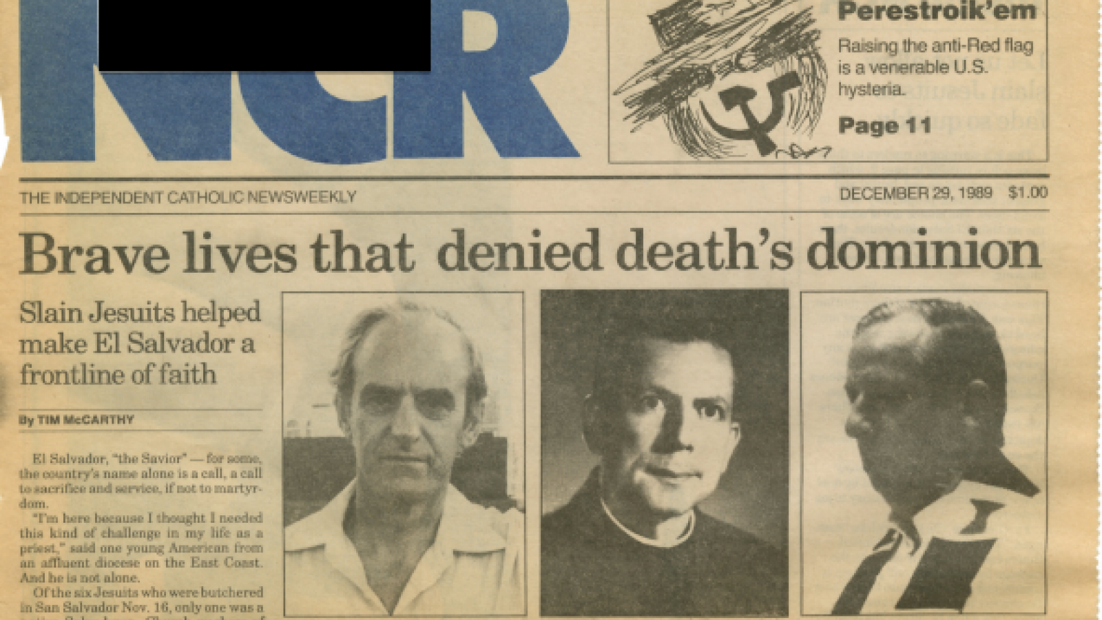 "Brave lives that denied death's dominion" National Catholic Register, Dec. 29, 1989
