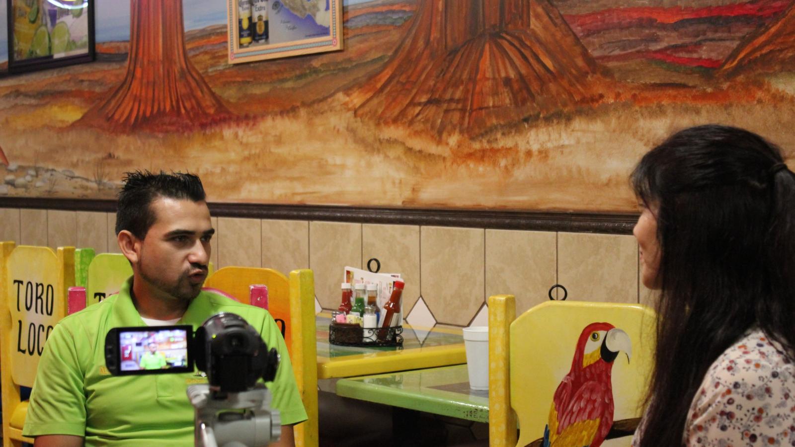 Mario during his interview in his restaurant